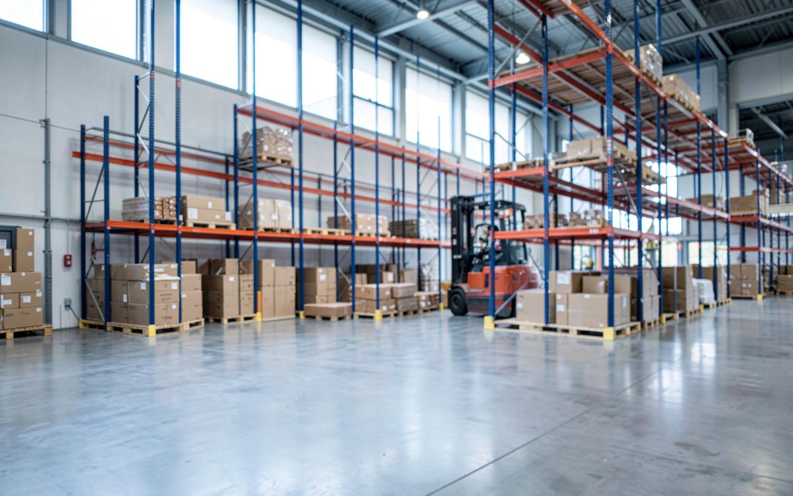 Warehouse aisles inside the Agile Nutra facility in Horsham, Pennsylvania